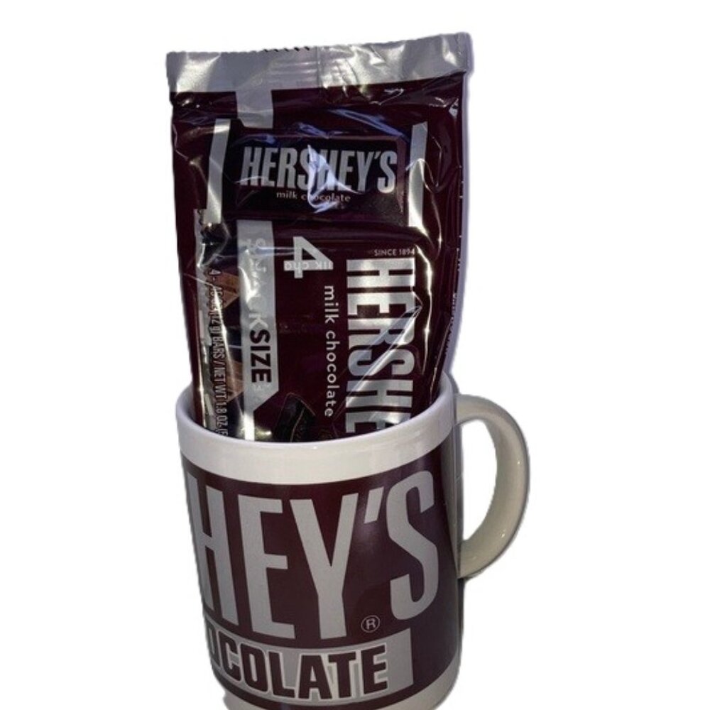 HERSHEYS MILK CHOCOLATE Ceramic Coffee Mug Cup and Chocolates 12 oz Mug